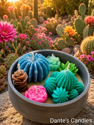 Velas decorativas en forma de cactus y flores - miniatura 1