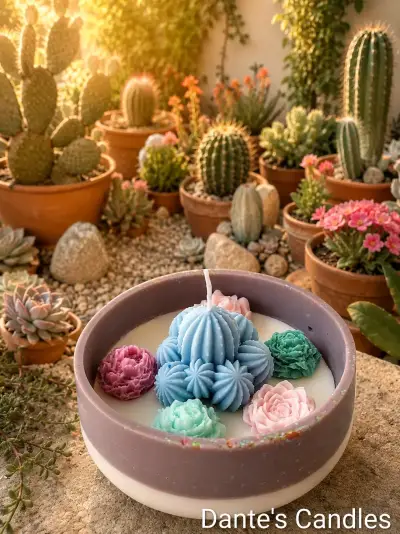 Velas decorativas en forma de cactus y flores - miniatura 5