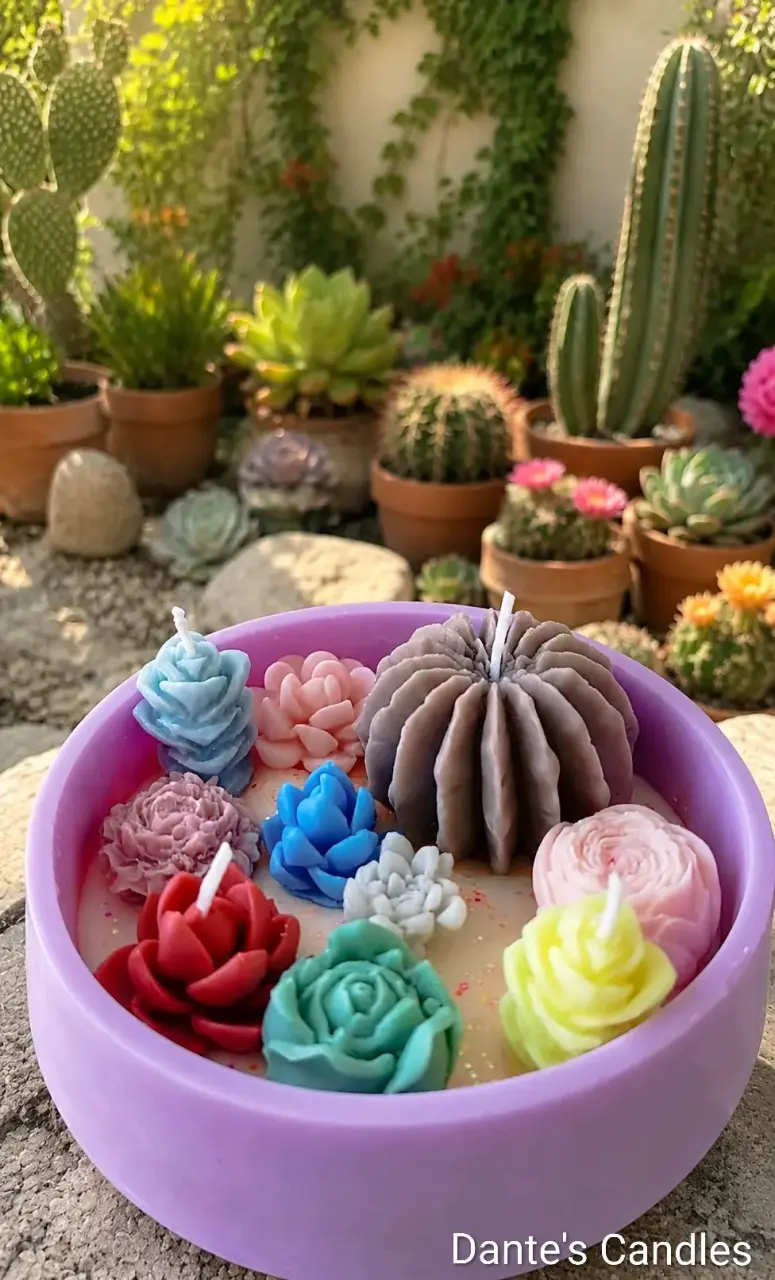 Velas decorativas en forma de cactus y flores - 6