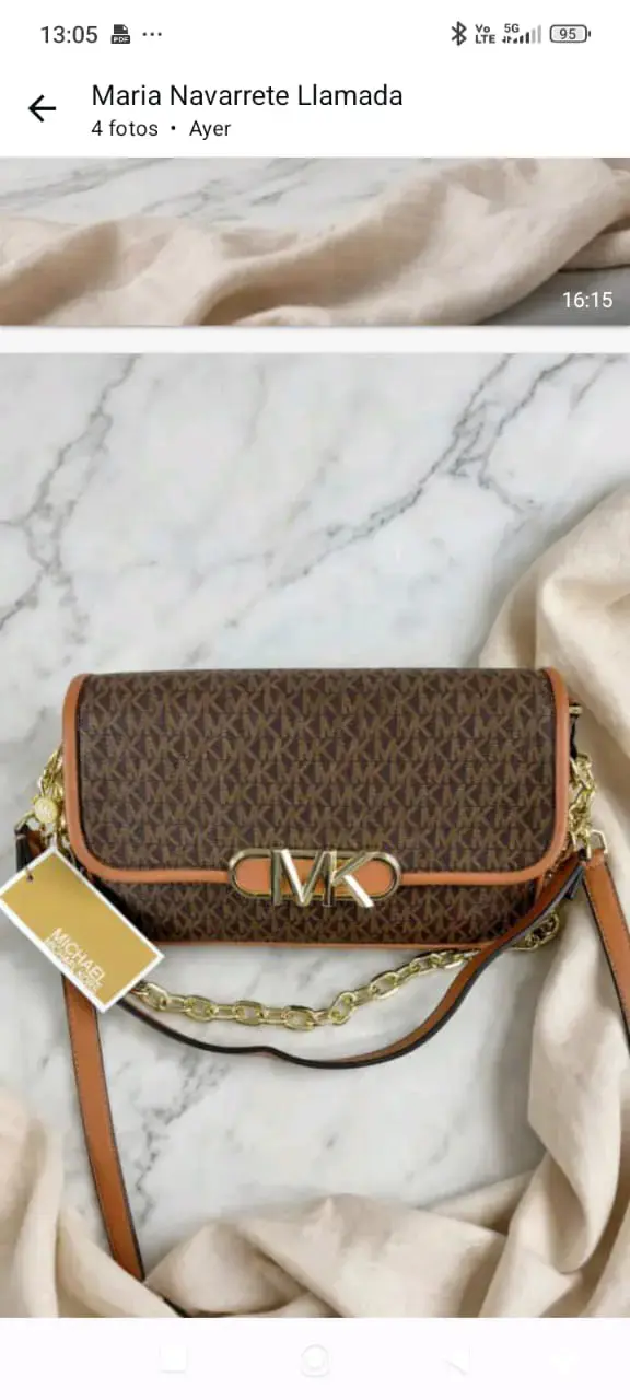 Cartera Michael Kors marrón con cadena dorada - 2
