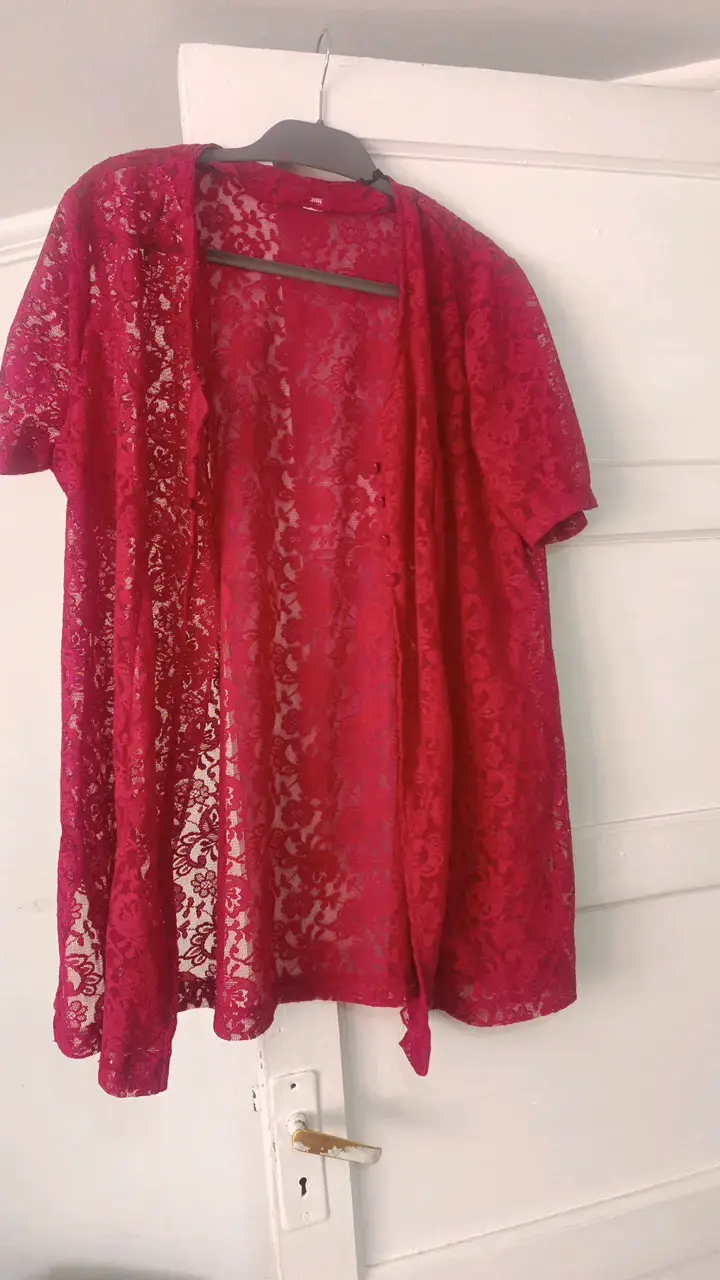 Kimono de encaje rojo para mujer - 1