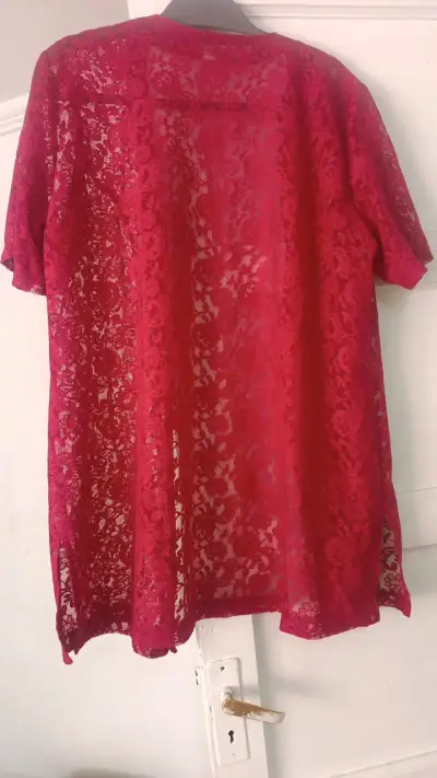 Kimono de encaje rojo para mujer - miniatura 2