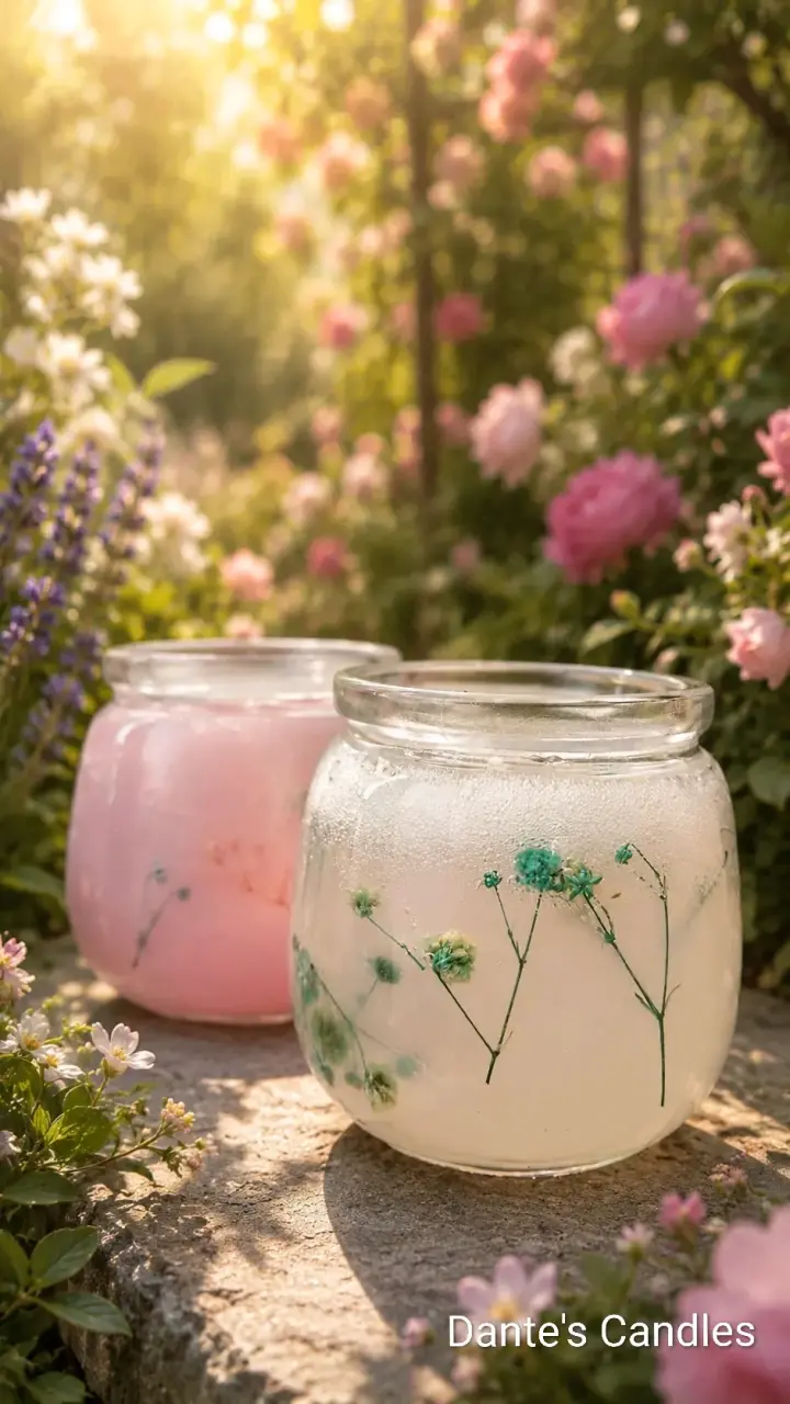 Velas aromáticas flores florantes con cera en gel