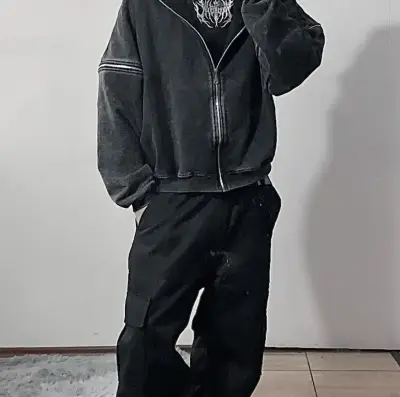 Polerón Kuroarchives Multizipper Acid wash hoodie - miniatura 4