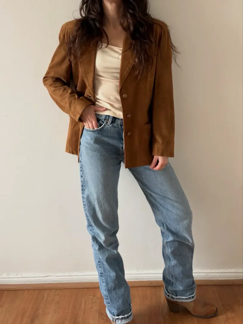 Blazer de cuero marrón para mujer Von Hogen - 1