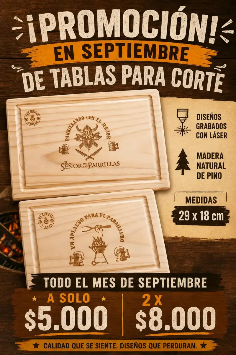Tablas de corte de madera de pino grabadas