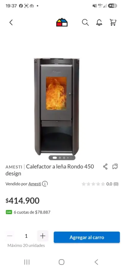 Calefactor a leña Amesti Rondo 450 Design - miniatura 1