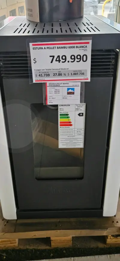 Estufa a Pellet Amesti Bambu 6000 Blanca - miniatura 2