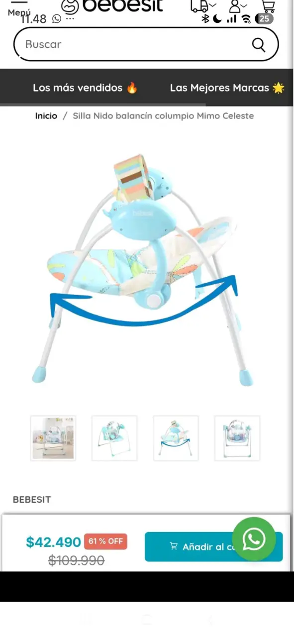 Columpio Mecedor para Bebé Bebesit celeste - 5