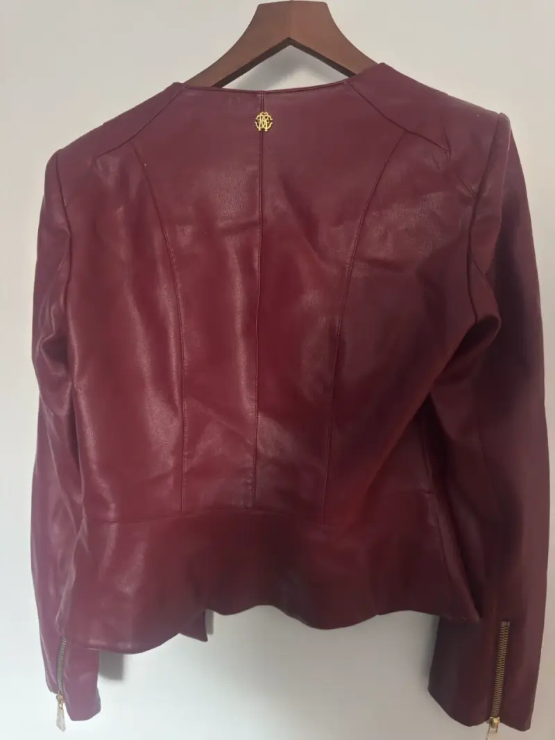 Chaqueta de cuero burdeos Roberto Cavalli - 4
