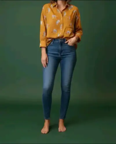 Blusa mostaza con estampado de leopardos - miniatura 2