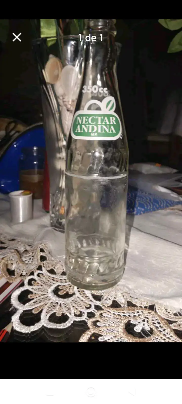 Botella de vidrio Néctar Andina vacía años 80