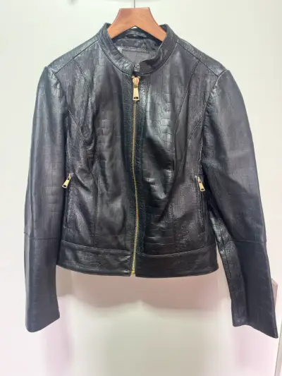 Chaqueta de cuero negra Roberto Cavalli para mujer - miniatura 1