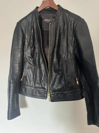 Chaqueta de cuero negra Roberto Cavalli para mujer - miniatura 2
