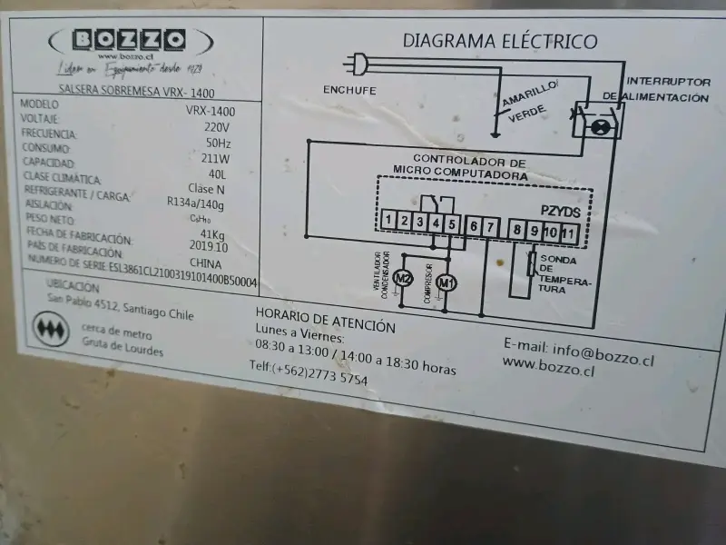 Salsera refrigerad Bozzo VRX-1400 Acero Inoxidable - 2