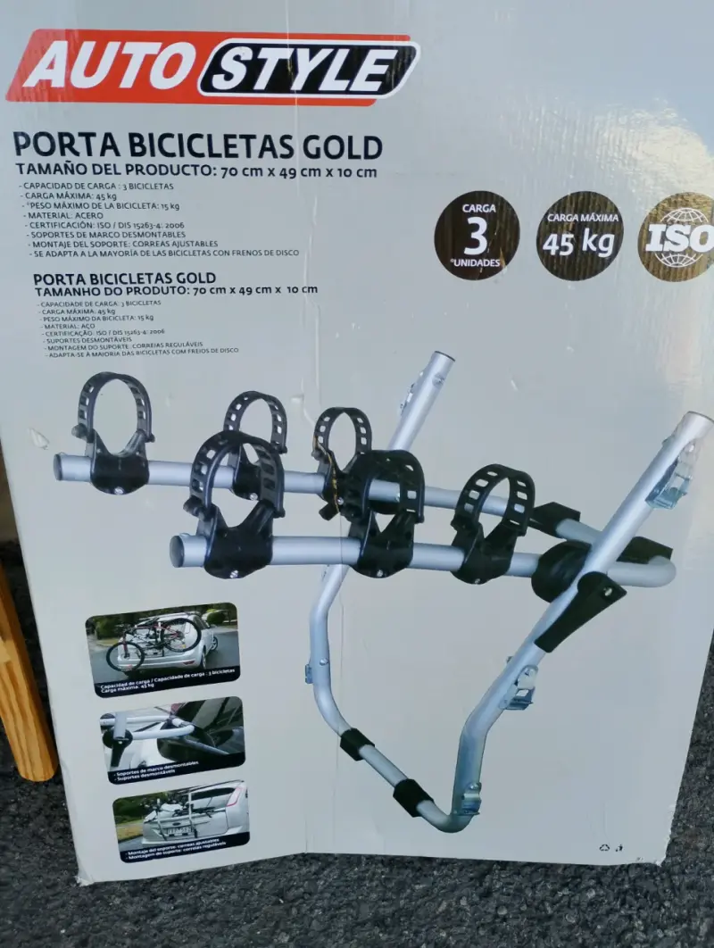 Porta bicicletas AutoStyle Gold para 3 bicicletas