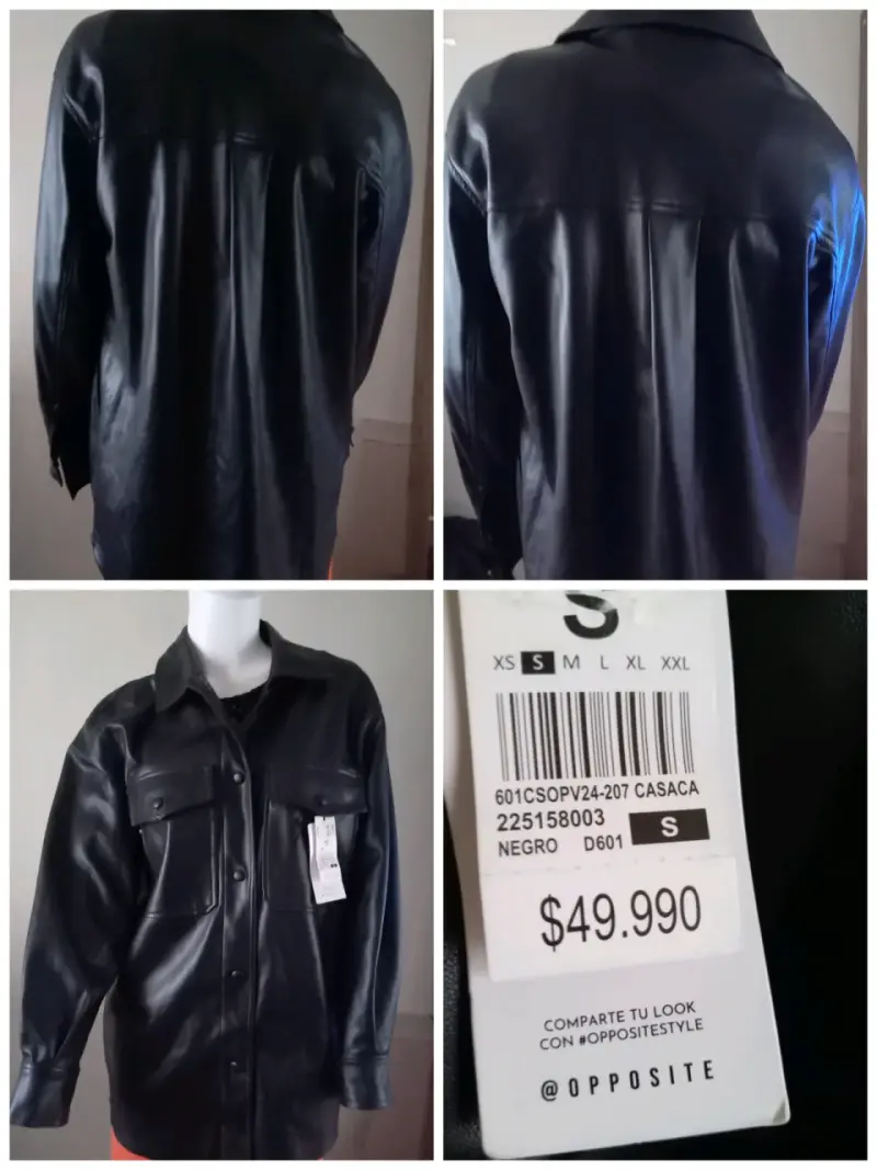 Chaqueta de cuero sintético negra para mujer - 10