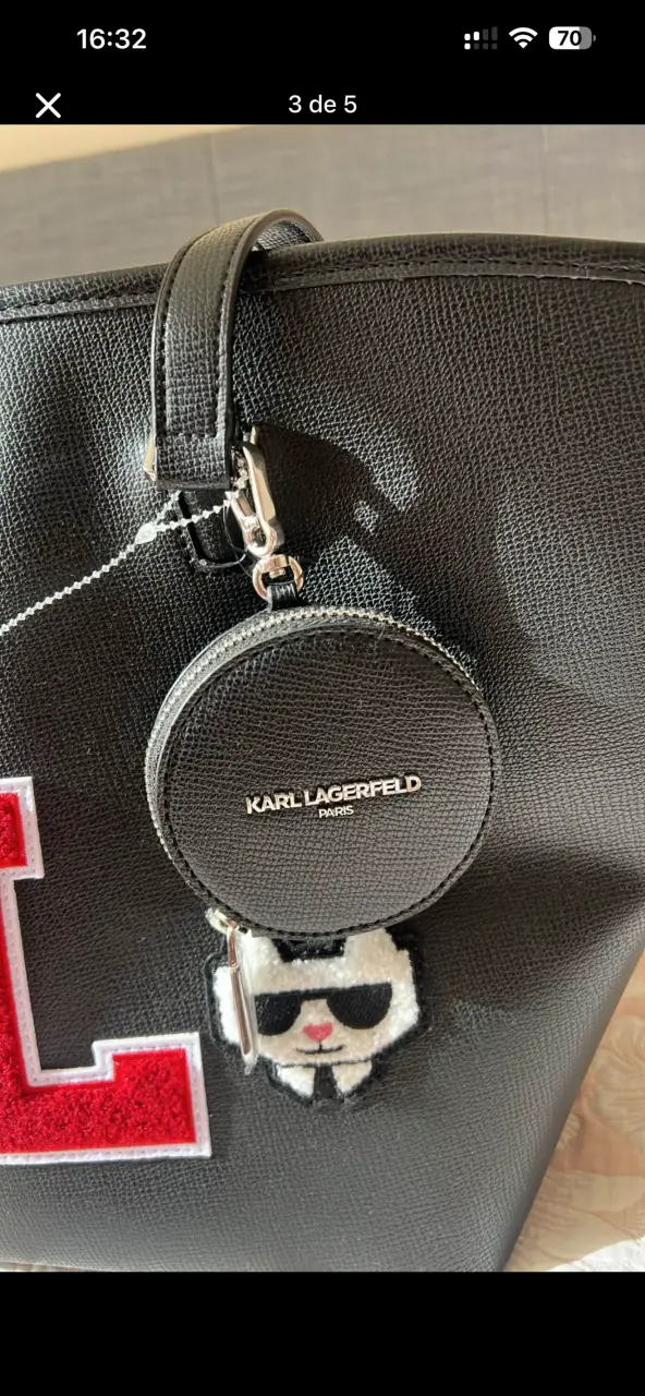 Bolso Karl Lagerfeld negro con parches decorativos - 3