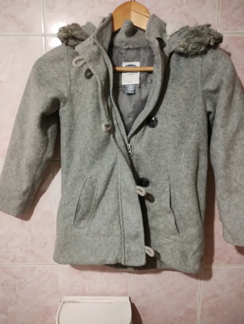 Abrigo de lana gris con capucha para niños - 1