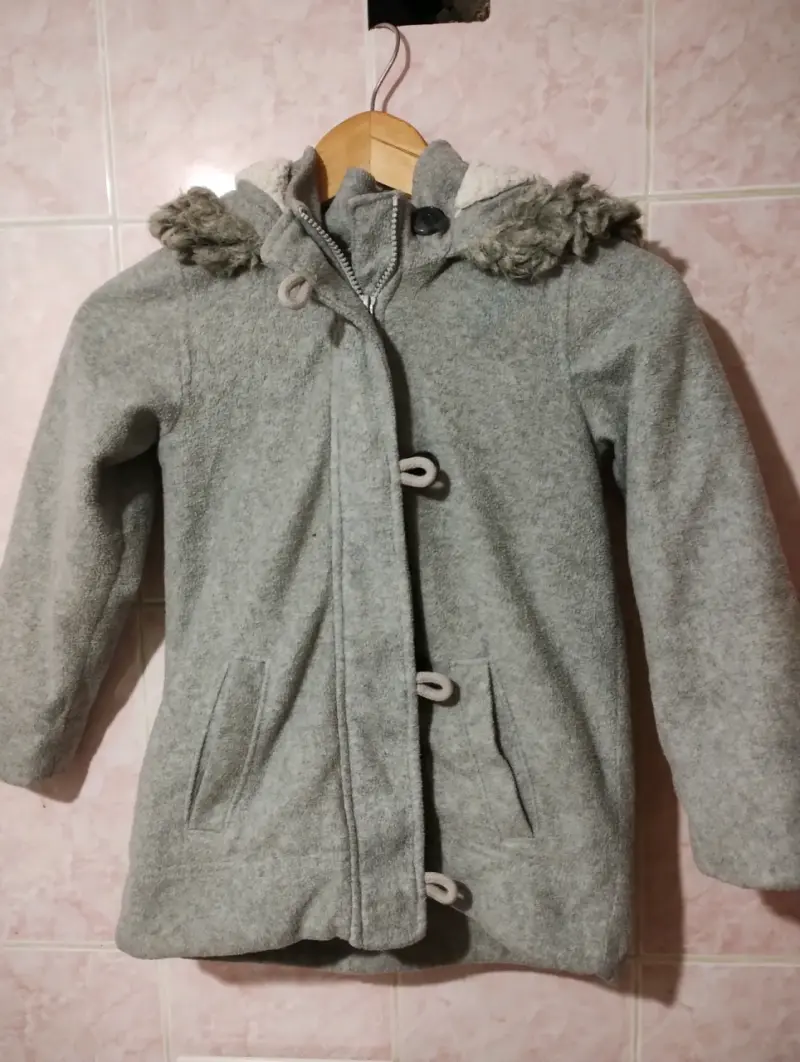 Abrigo de lana gris con capucha para niños - 2