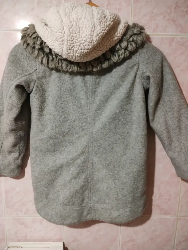 Abrigo de lana gris con capucha para niños - 3