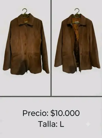 Chaqueta de Cuero Natural Talla L - miniatura 3