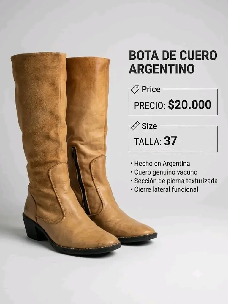 Chaqueta de Cuero Natural Talla L - 5