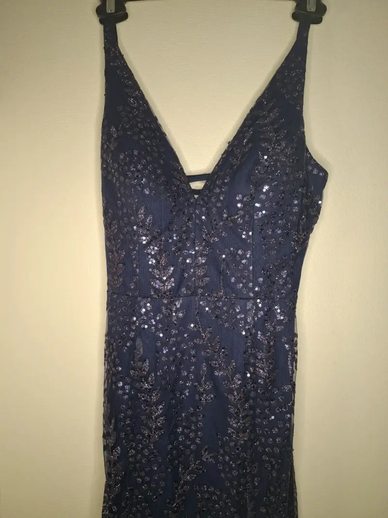 Vestido de noche azul con lentejuelas - 2