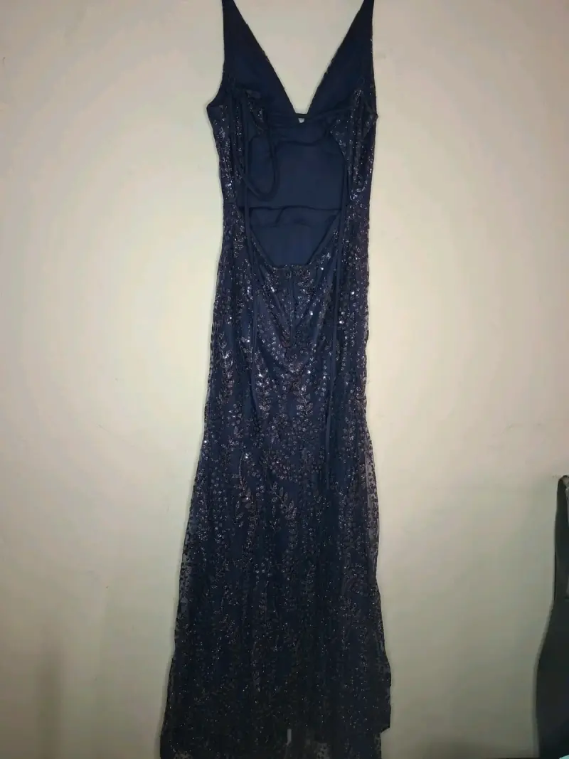Vestido de noche azul con lentejuelas - 5