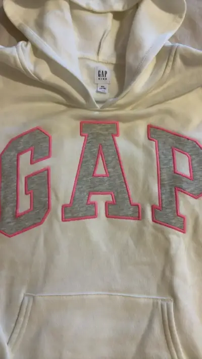 Polerón con capucha GAP Kids blanco talla XXL - miniatura 3