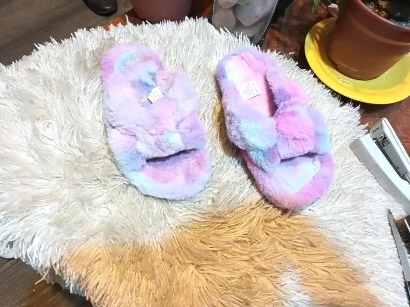 Pantuflas de felpa multicolor para mujer - 3