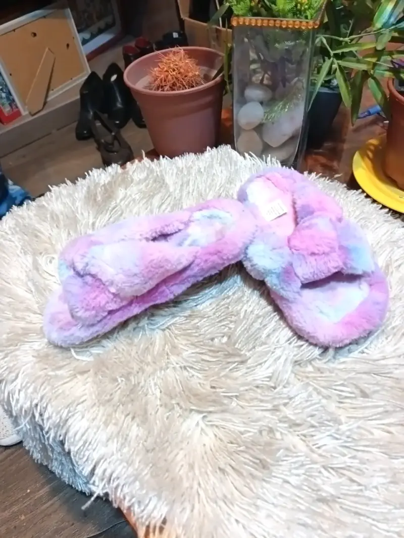 Pantuflas de felpa multicolor para mujer - 5