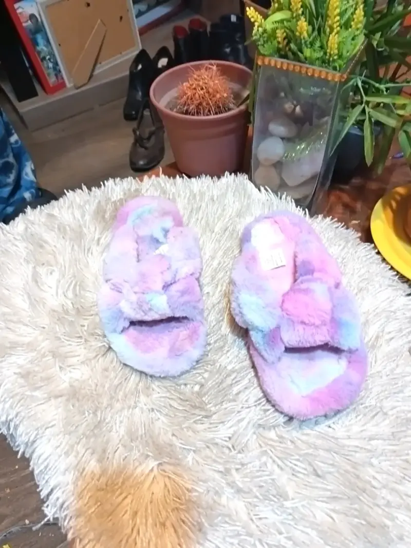 Pantuflas de felpa multicolor para mujer - 6