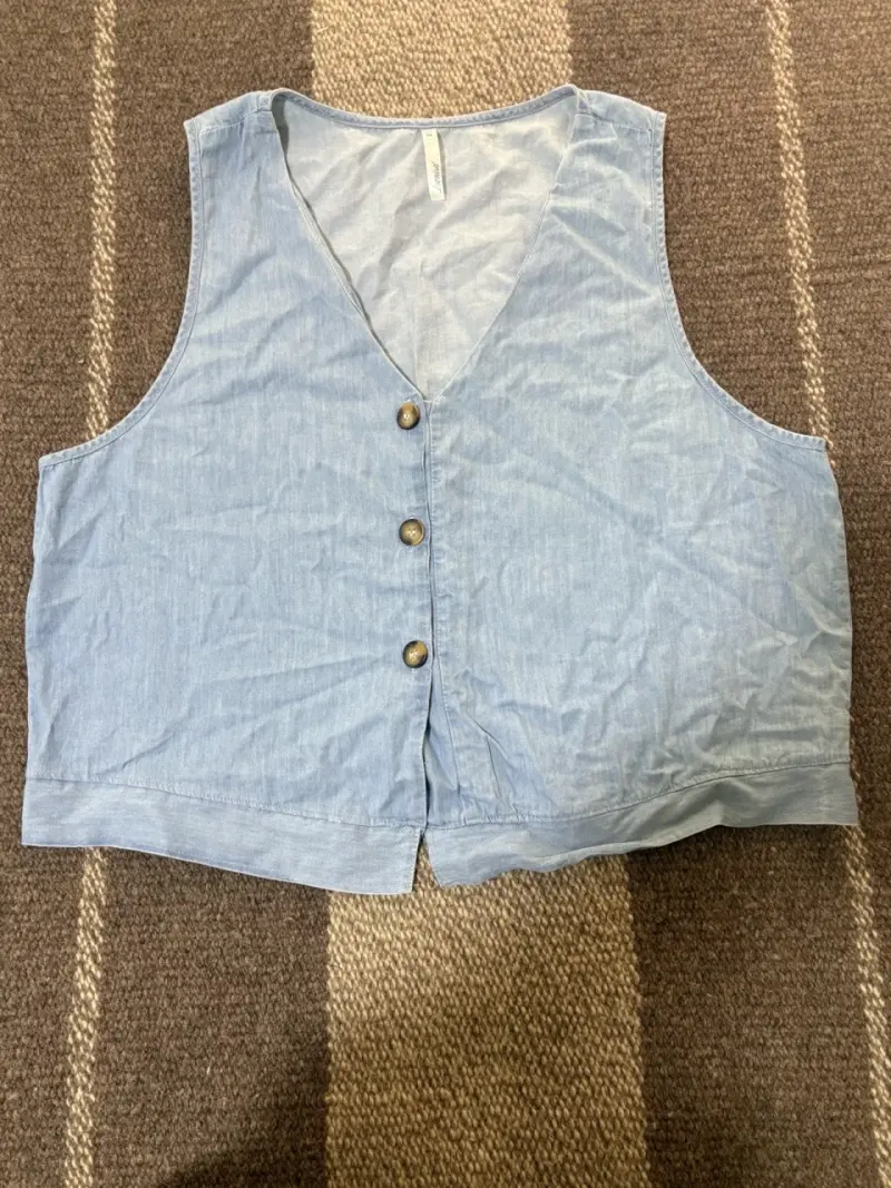 Chaleco de mezclilla azul claro para mujer - 1