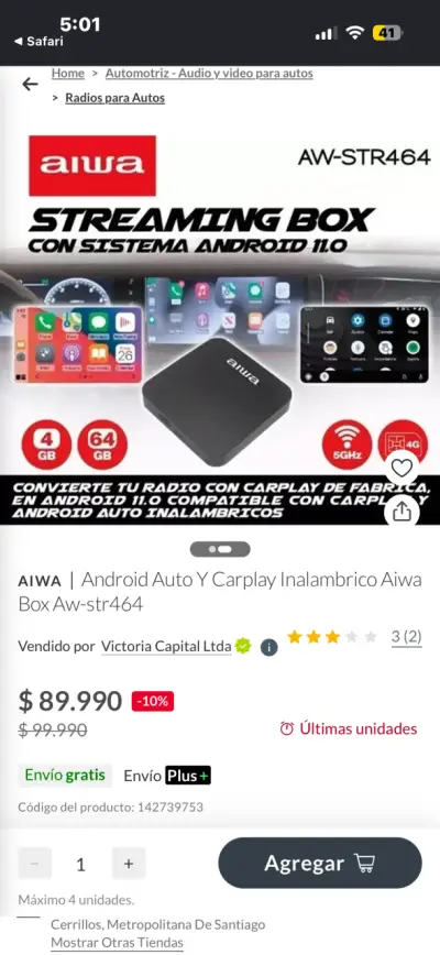 Aiwa Streaming Box con Android 11.0 y Carplay - miniatura 3