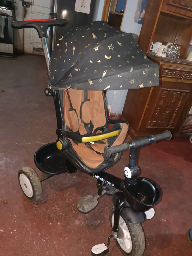 Triciclo para niños con toldo estrellado - 2