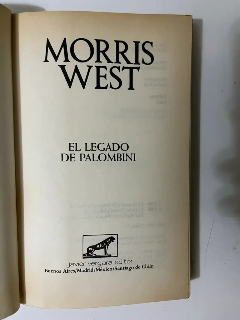 Libro 'El Legado de Palombini' de Morris West - 2