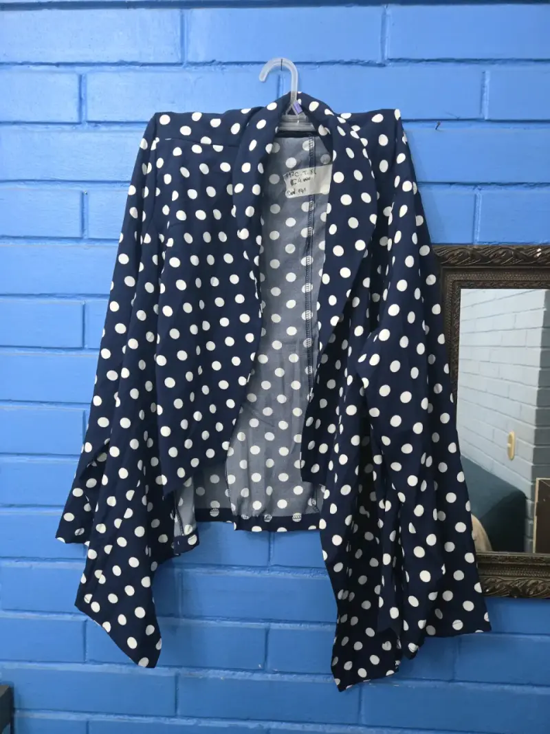 Blazer de lunares azul marino para mujer - 1