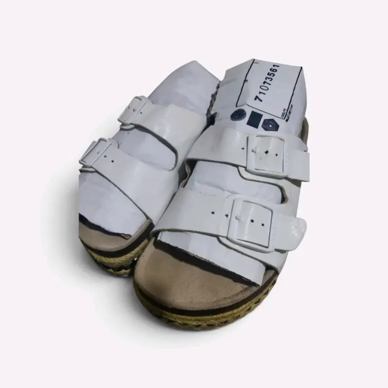 Sandalias blancas con plataforma de yute - 3