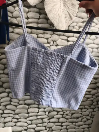 Top de tirantes a cuadros celeste para mujer - miniatura 2
