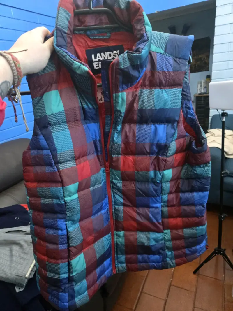 Chaleco acolchado a cuadros Lands' End para hombre