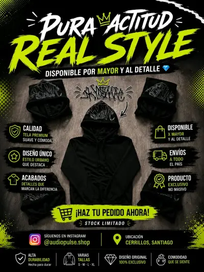 Polerón con Capucha Estilo Urbano Negro - miniatura 1