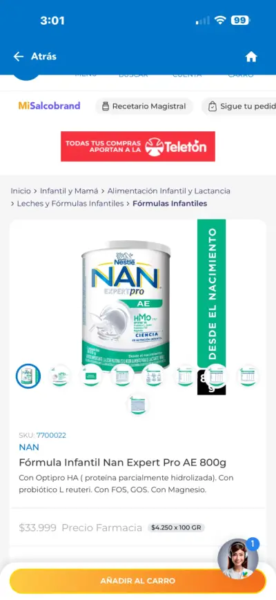 Fórmula Infantil Nestlé Nan Expert Pro AE 800g - miniatura 2