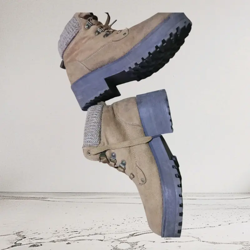 Botas de invierno beige con forro de lana - 3