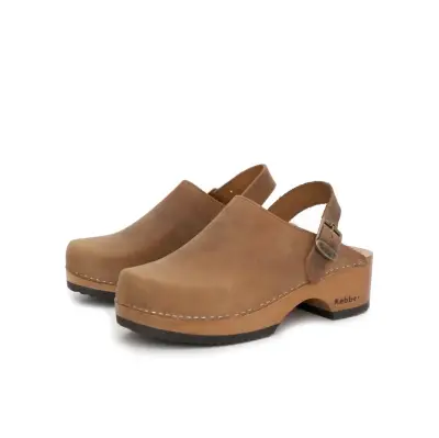 Zuecos de cuero marrón Kebbo con hebilla - miniatura 2