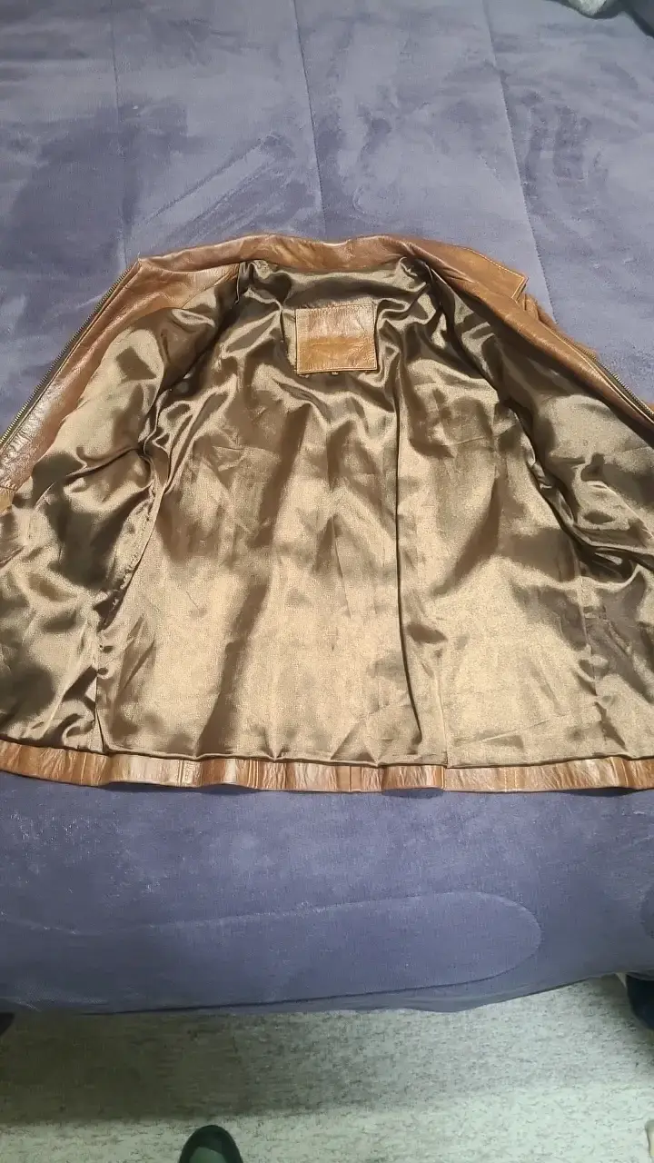 Chaqueta de cuero marrón para mujer - 2