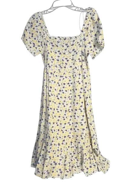 Vestido floral amarillo con mangas cortas - miniatura 5