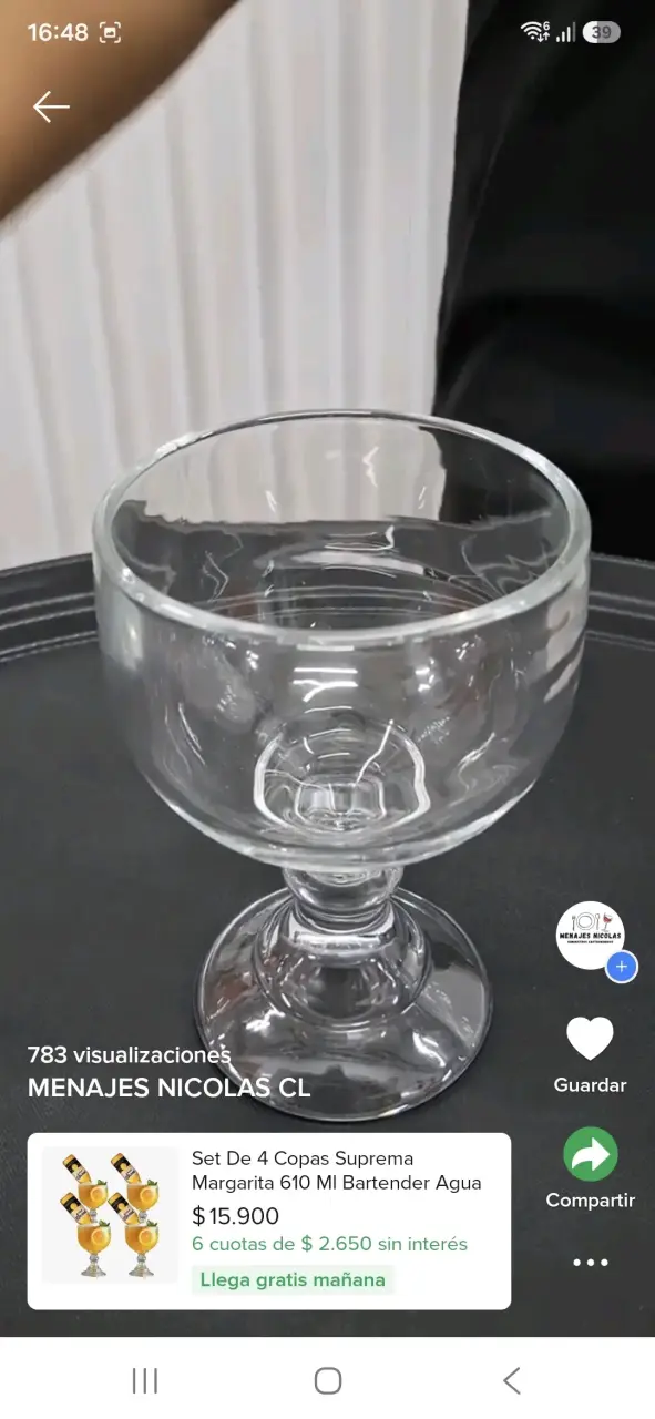 Set de 6 copas de vidrio para margarita 610 ml - 2
