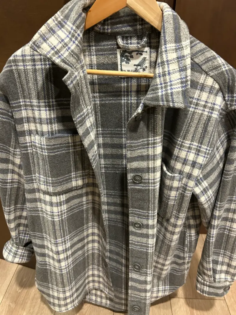 Camisa de franela a cuadros gris para hombre - 3