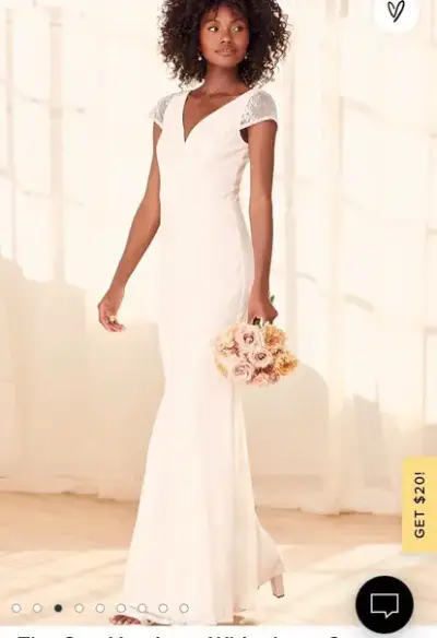 Vestido de novia blanco con encaje elegante - miniatura 5